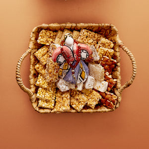 Nuts Assortment Rectangular Bamboo Basket.