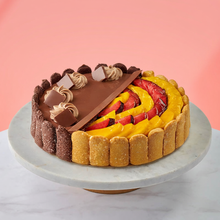 Load image into Gallery viewer, Truffle Fruit Cake with pink background
